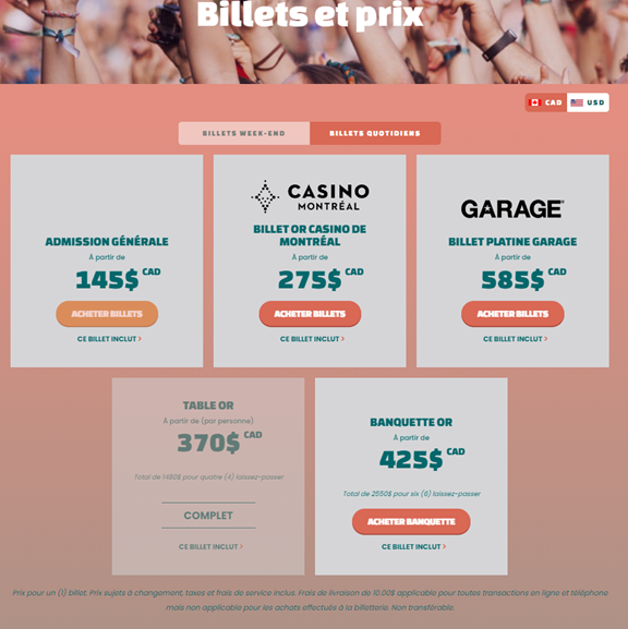 Horaires et tarifs pour un festival Horaires et tarifs pour un festival